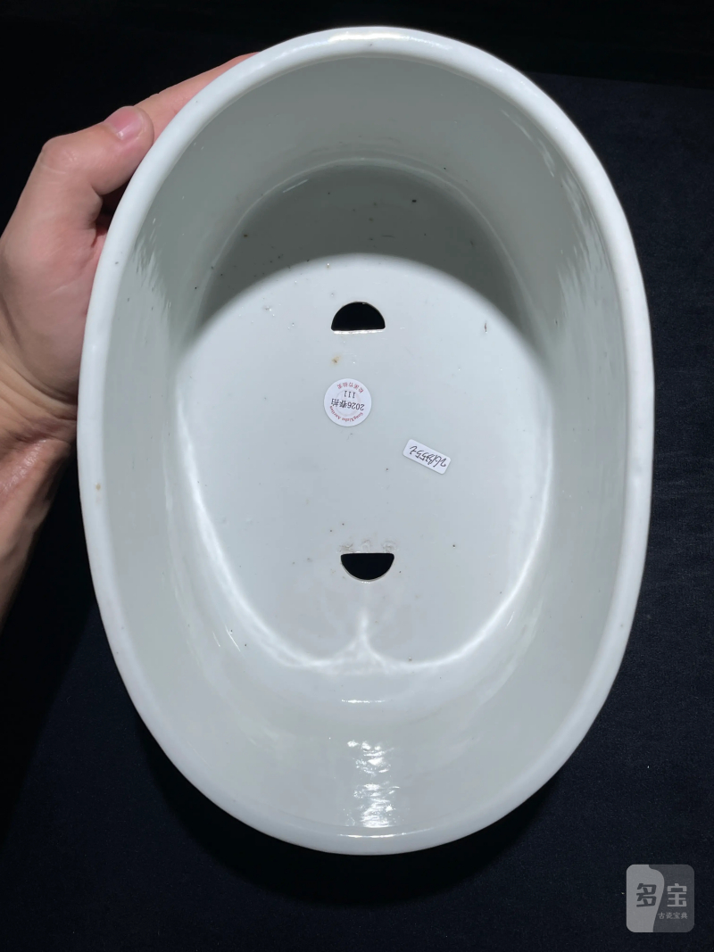 民国 墨彩山水纹花盆一对 - 图8